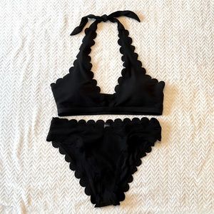 Shein black scalloped swimsuit, size M